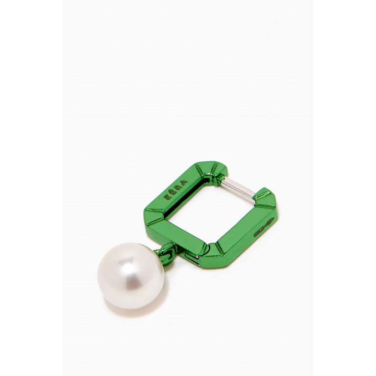 Eera - Mini Pearl Single Earring in 18kt White Gold Green