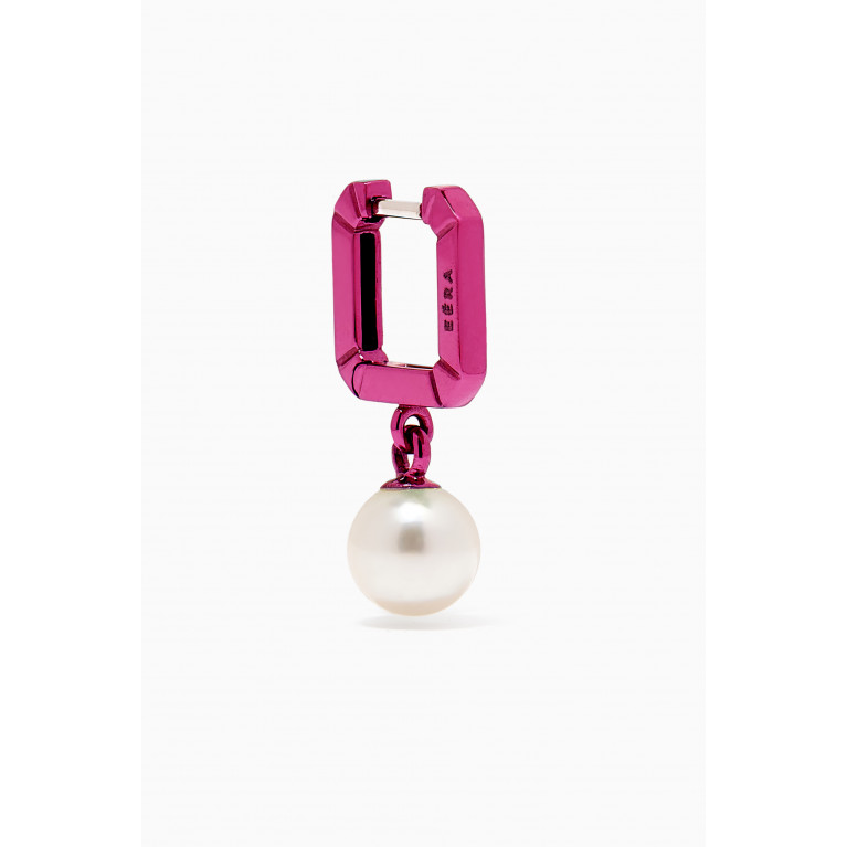 Eera - Mini Pearl Single Earring in 18kt White Gold Pink