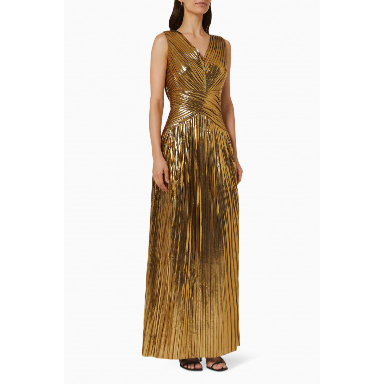 Vione - Serena Pleated Gown in Lamé