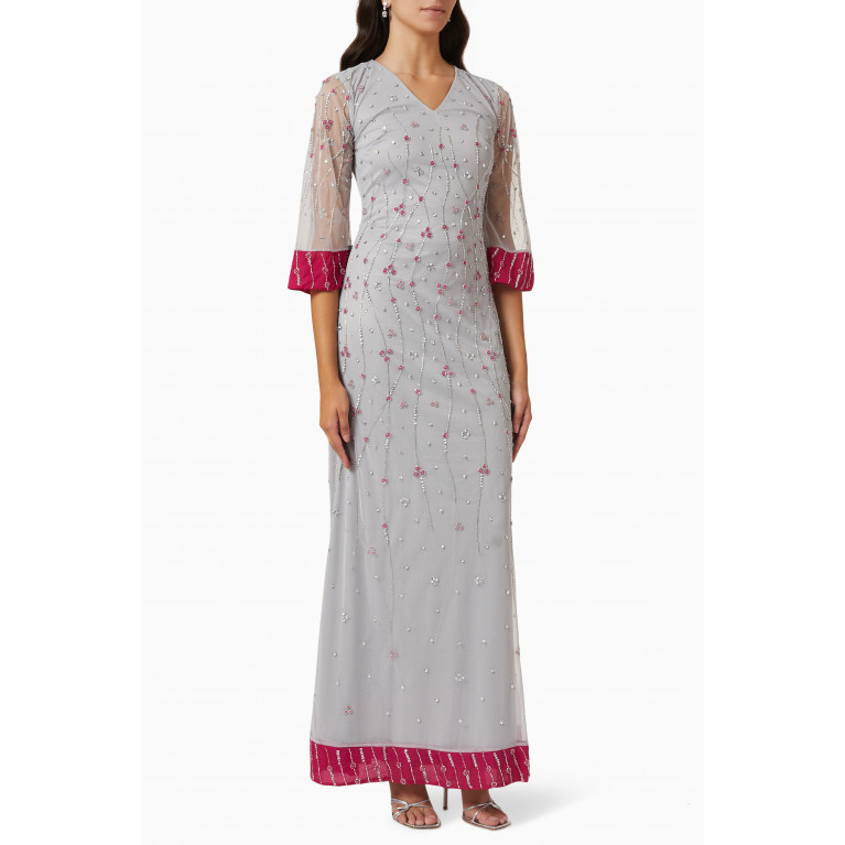 Raishma - V Neck Gown in Embellished Tulle
