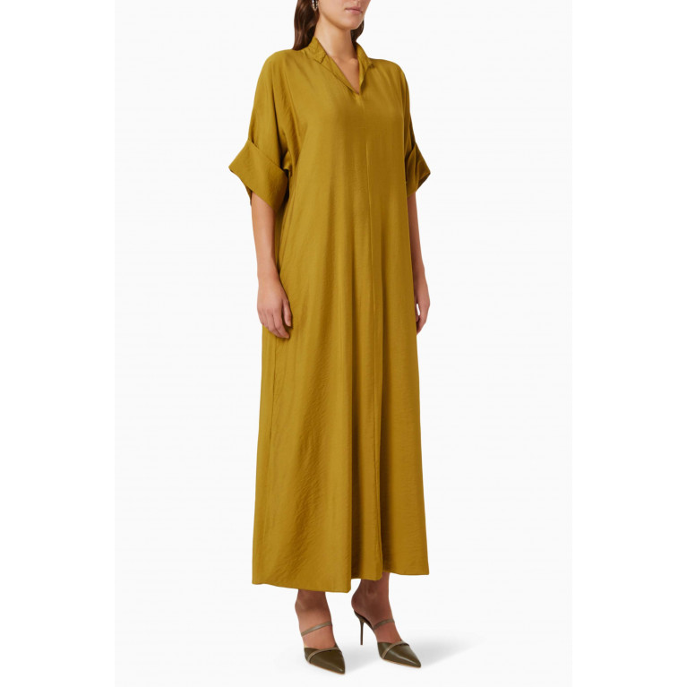 Hessa Falasi - Collared Maxi Dress in Cotton