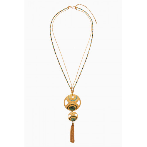 Satellite - Anyolite Hematite Necklace in 18kt Gold-plated Metal