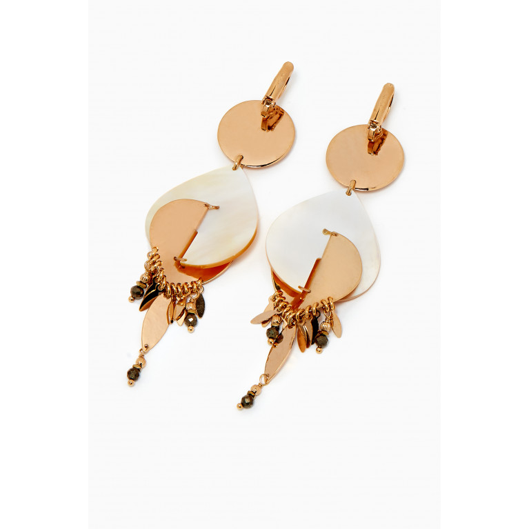 Satellite - Mother-of-Pearl Earrings in 14kt Gold-plated Metal