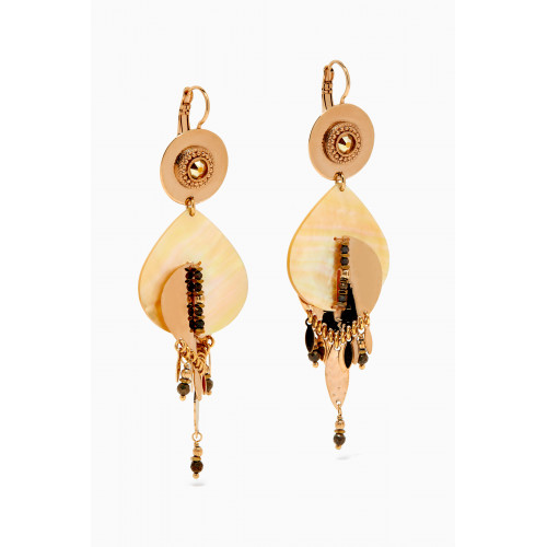Satellite - Mother-of-Pearl Earrings in 14kt Gold-plated Metal