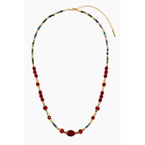 Satellite - Satellite - Carnelian Chrysocolla Citrine Bead Necklace in 18kt Gold-plated Metal