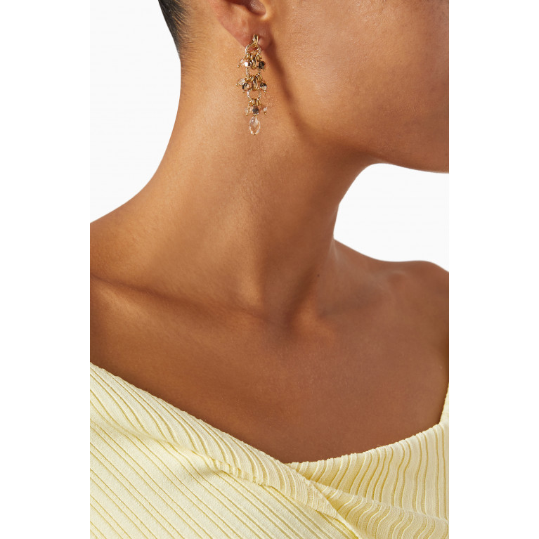 Satellite - Poetic Crystal Bead Earrings in 14kt Gold-plated Metal
