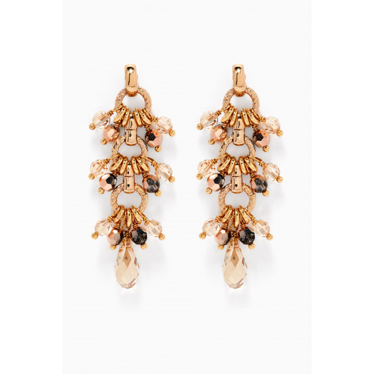 Satellite - Poetic Crystal Bead Earrings in 14kt Gold-plated Metal