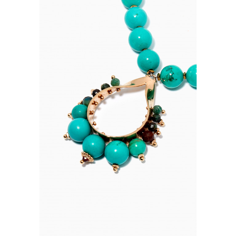 Satellite - Chrysocolla Howlite Bead Necklace in 14kt Gold-plated Metal