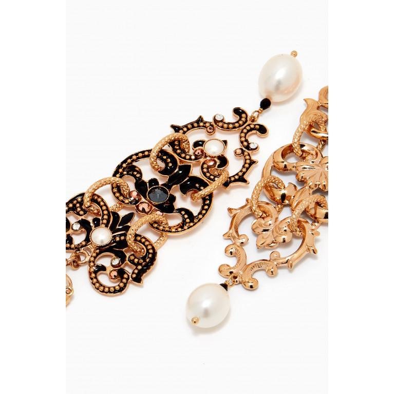 Satellite - Pearl Onyx Earrings in 14kt Gold-plated Metal