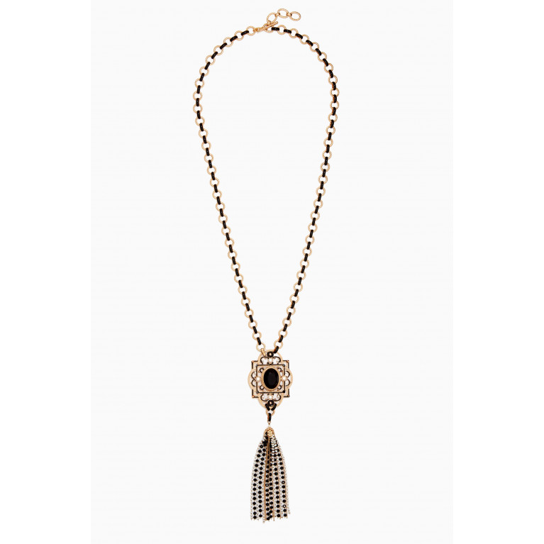 Satellite - Prestige Crystal Bead Chain Necklace in 14kt Gold-plated Metal
