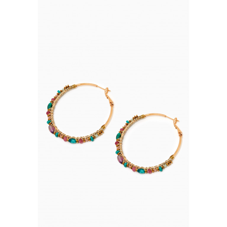 Satellite - Amazonite Amethyst Turquoise Hoop Earrings in 14kt Gold-plated Metal