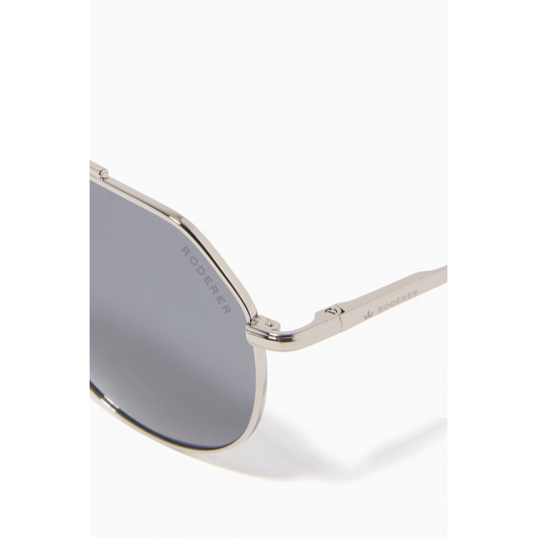 Roderer - Edgar Aviator Polarized Sunglasses in Stainless Steel Silver