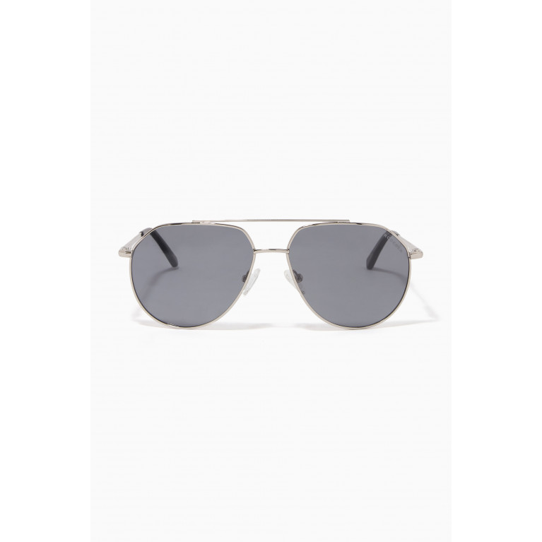 Roderer - Edgar Aviator Polarized Sunglasses in Stainless Steel Silver