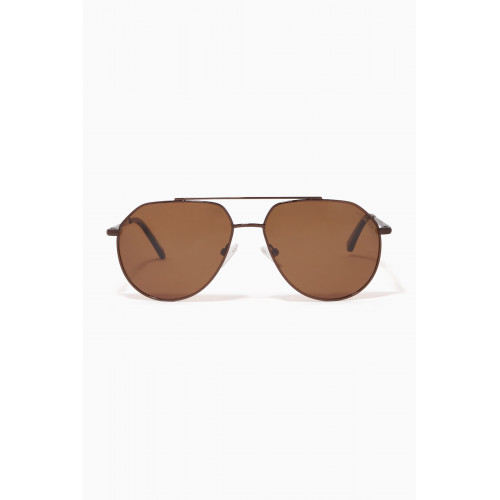 Roderer - Edgar Aviator Polarized Sunglasses in Stainless Steel Brown
