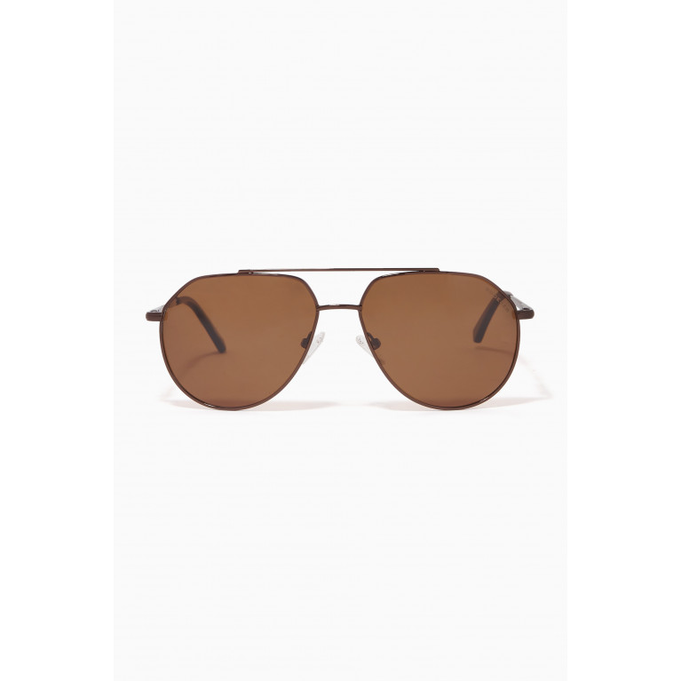 Roderer - Edgar Aviator Polarized Sunglasses in Stainless Steel Brown