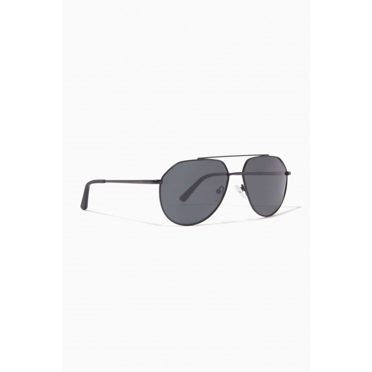 Roderer - Edgar Aviator Polarized Sunglasses in Stainless Steel Black