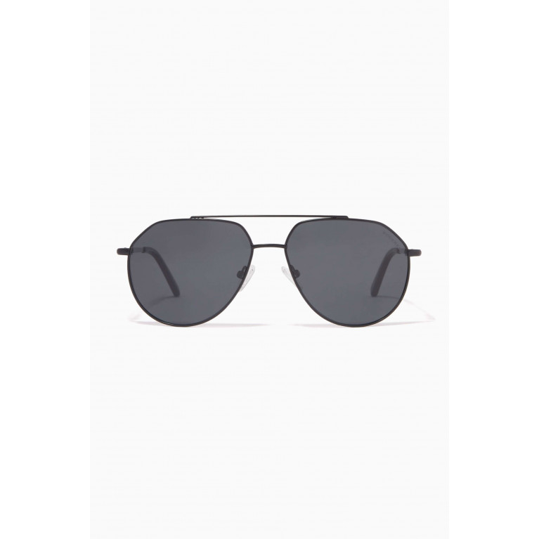 Roderer - Edgar Aviator Polarized Sunglasses in Stainless Steel Black