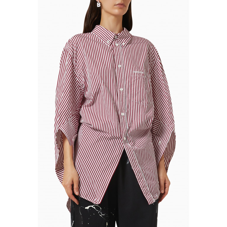 Balenciaga - BB Corp Swing Twisted Shirt in Striped Cotton Poplin