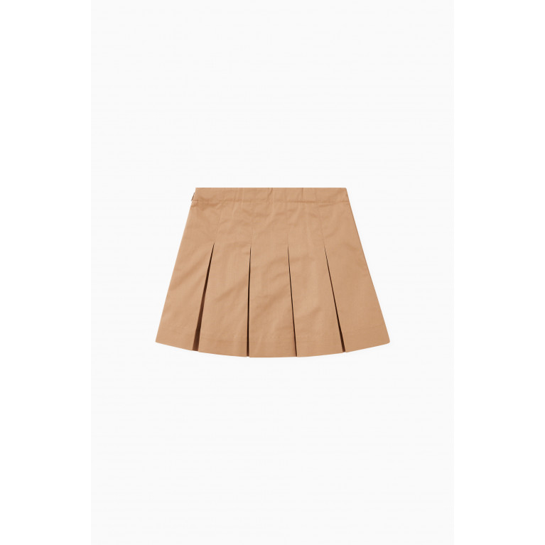 Burberry - Gaya Monogram Pleated Skirt in Cotton Twill