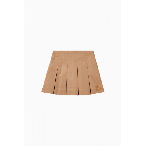 Burberry - Gaya Monogram Pleated Skirt in Cotton Twill