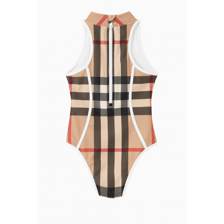 Burberry - Check Print One-piece Swimsuit in Technical Fabric