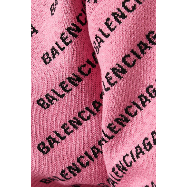 Balenciaga - Allover Logo Cropped Sweater in Cotton Wool Knit