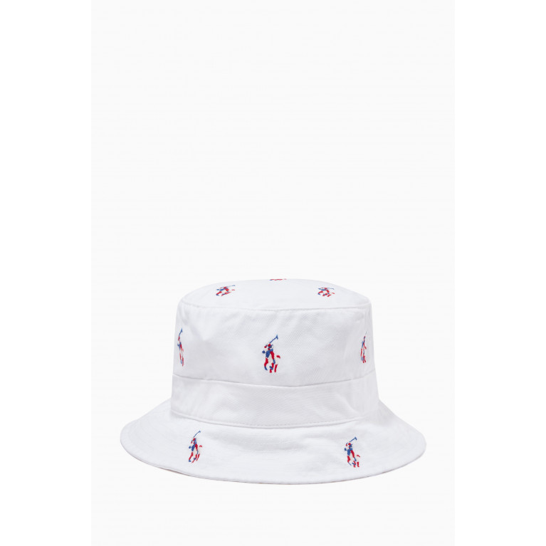 Polo Ralph Lauren - All-over Embroidered Logo Bucket Hat in Cotton