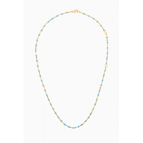 Awe Inspired - Beaded Enamel Necklace in 14kt Yellow Gold Vermeil Blue