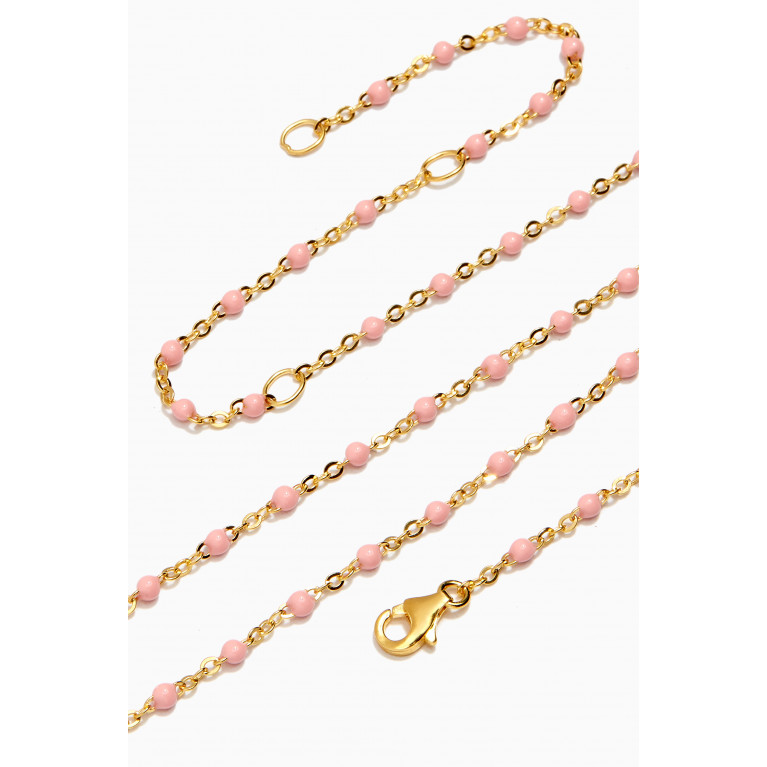 Awe Inspired - Beaded Enamel Necklace in 14kt Yellow Gold Vermeil Pink
