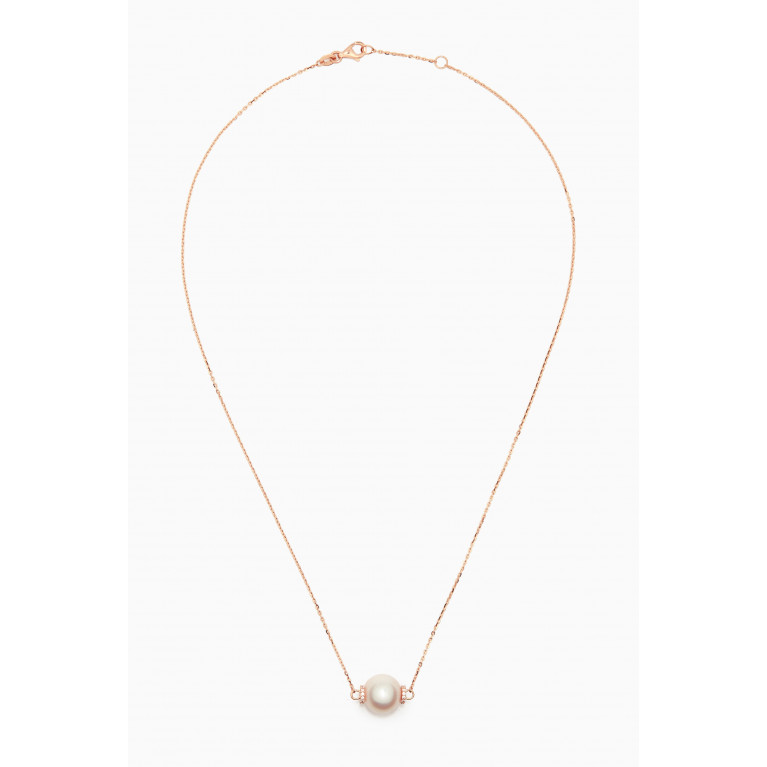 Damas - Kiku Freshwater Pearl & Diamond Necklace in 18kt Rose Gold Rose Gold