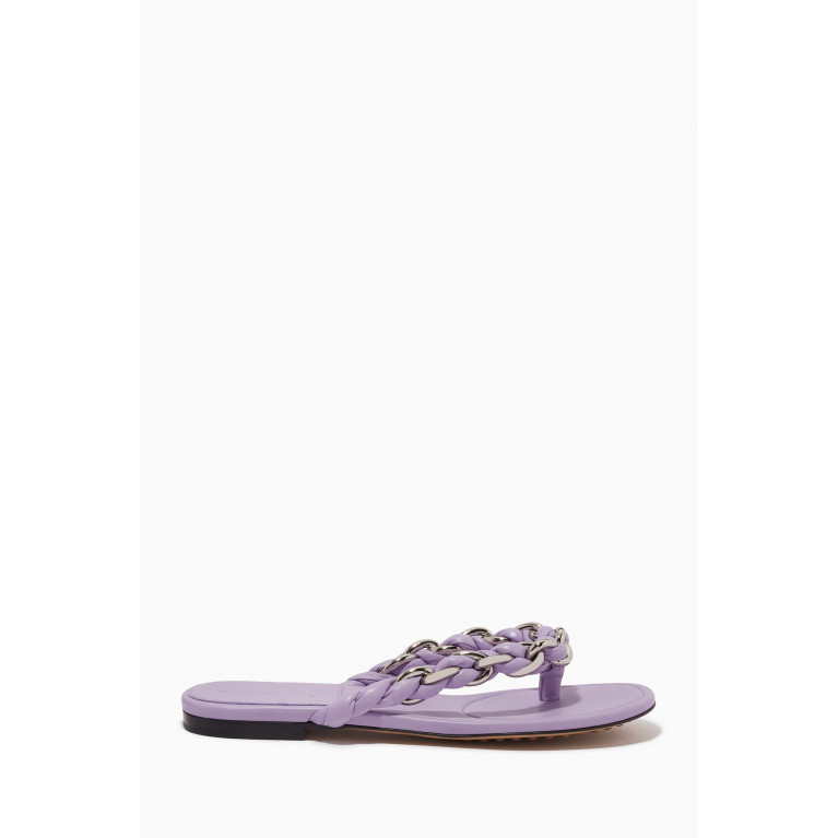 Bottega Veneta - Dot Chain-embellished Thong Sandals in Leather