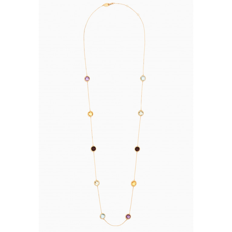 Aquae Jewels - Long Nude Pure On Precious Stone Necklace in 18kt Yellow Gold