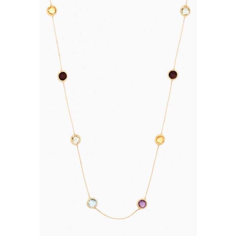 Aquae Jewels - Long Nude Pure On Precious Stone Necklace in 18kt Yellow Gold