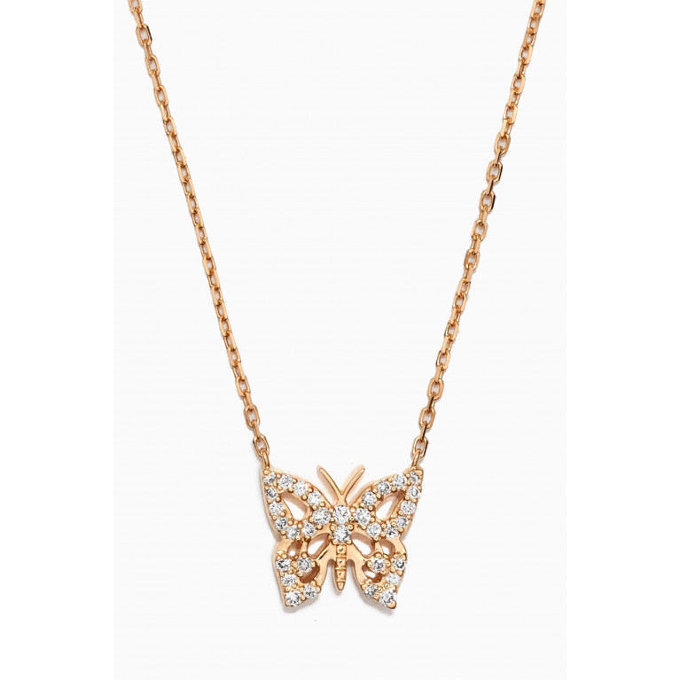 Aquae Jewels - Butterfly Diamond Necklace in 18kt Yellow Gold