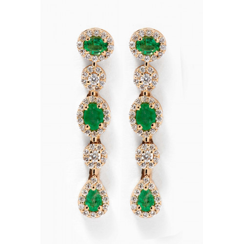 Aquae Jewels - Merveille Emerald Diamond Earrings in 18kt Yellow Gold