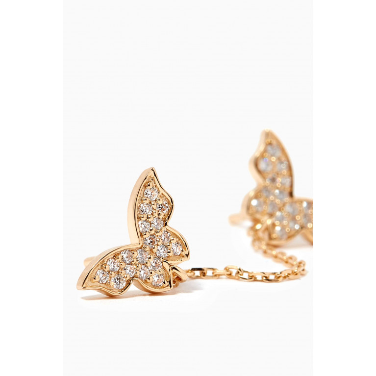 Aquae Jewels - Double Butterfly Diamond Earring in 18kt Yellow Gold