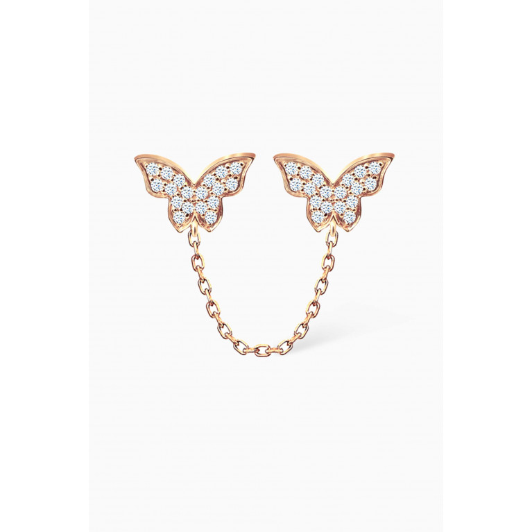 Aquae Jewels - Double Butterfly Diamond Earring in 18kt Yellow Gold
