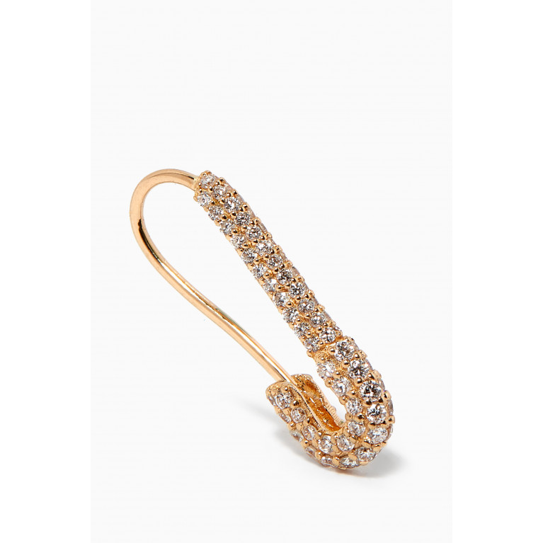 Aquae Jewels - Classic Safety Pin Diamond Earring in 18kt Yellow Gold