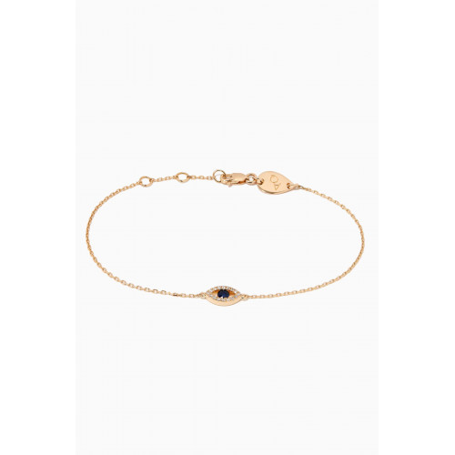 Aquae Jewels - Evil Eye Sapphire Diamond Bracelet in 18kt Yellow Gold