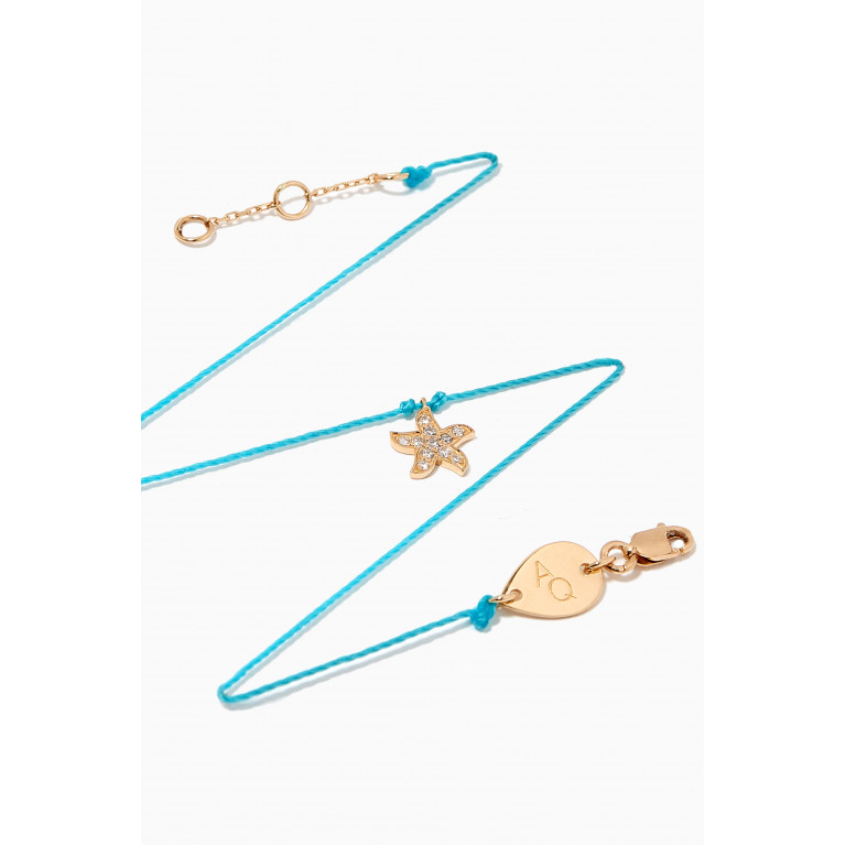 Aquae Jewels - Starfish Diamond Thread Anklet in 18kt Yellow Gold Blue