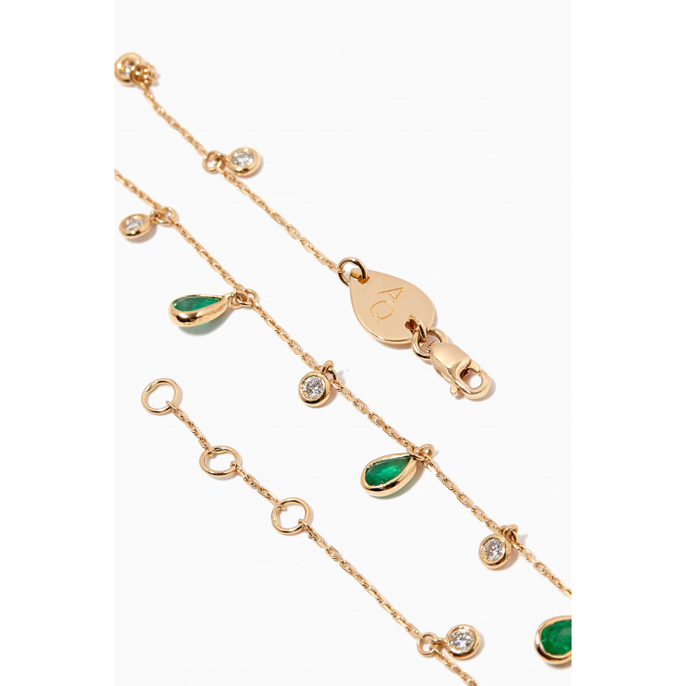 Aquae Jewels - Glitter Emerald Diamond Anklet in 18kt Yellow Gold