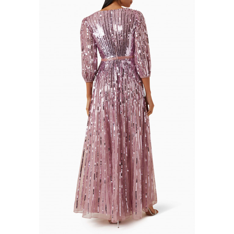 Mac Duggal - Sequin-embellished Maxi Gown Purple