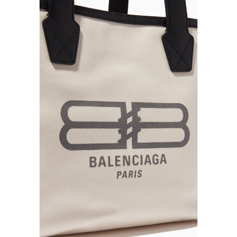 Balenciaga - BB Paris Icon Jumbo Small Tote Bag in Cotton Canvas & Calfskin