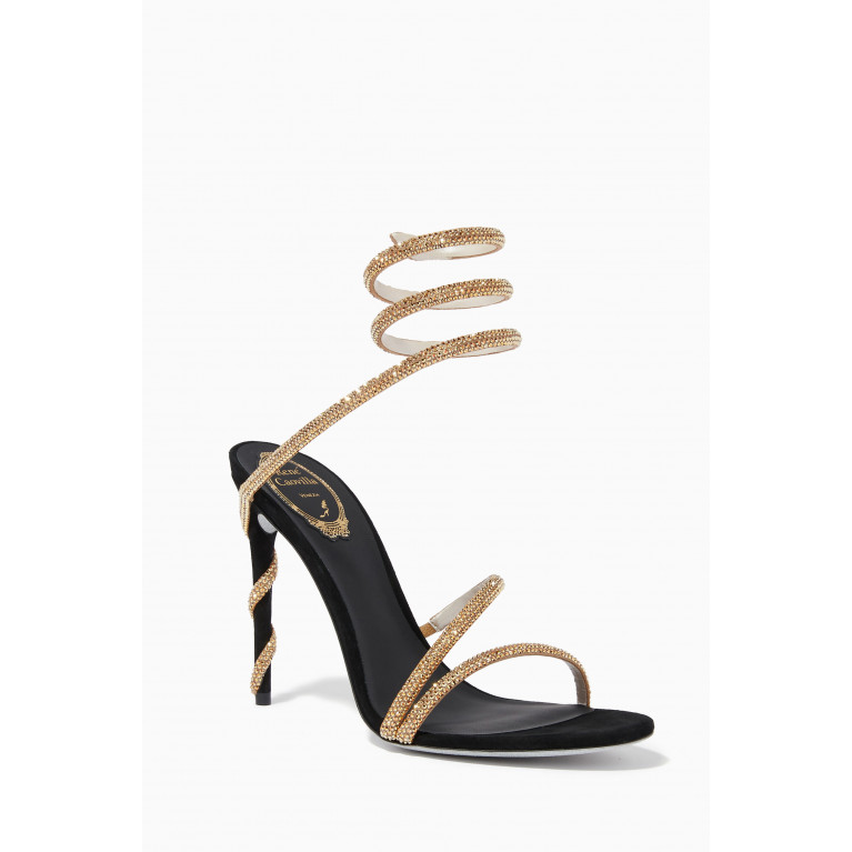 René Caovilla - Cleo Embellished Wrap-around Heel Sandals in Suede