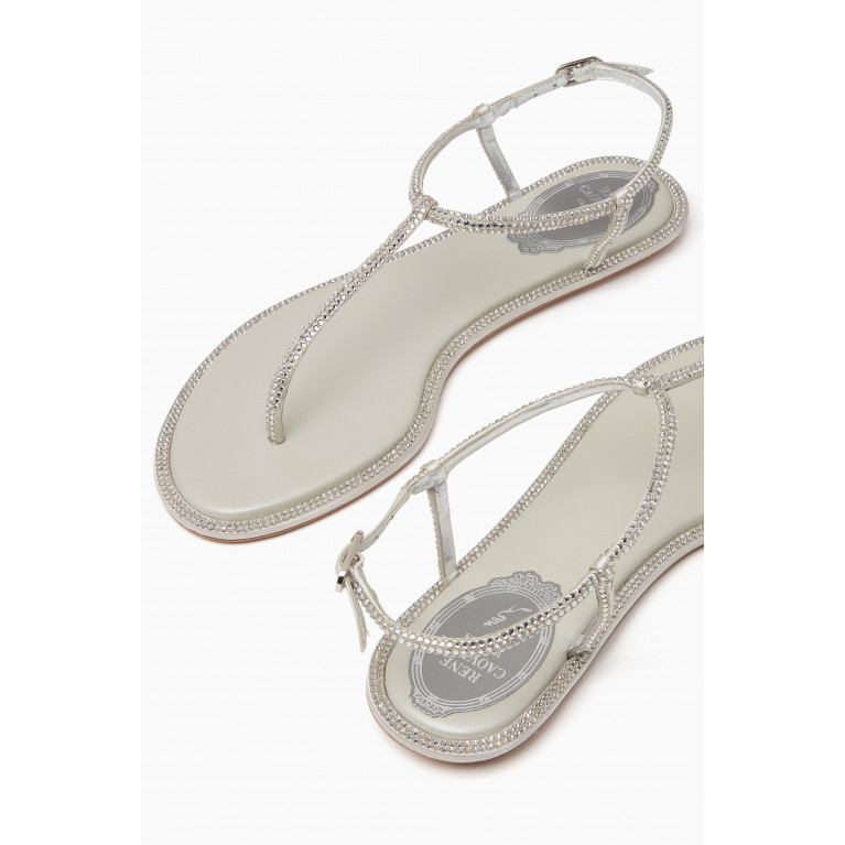 René Caovilla - Diana Thong Sandals in Satin & Leather