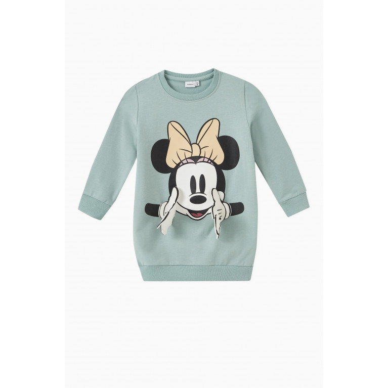 Name It - Minnie Mouse Sweater Dress in Cotton Green