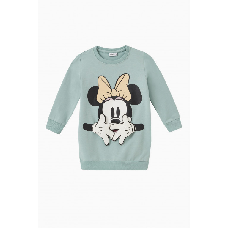 Name It - Minnie Mouse Sweater Dress in Cotton Green