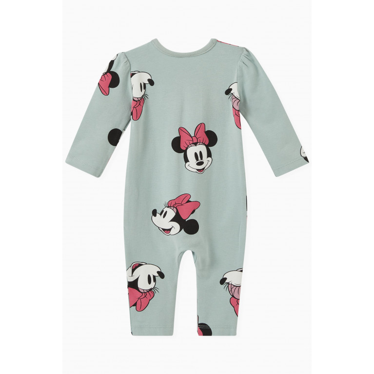 Name It - Minnie Mouse Print Romper in Organic Cotton Green