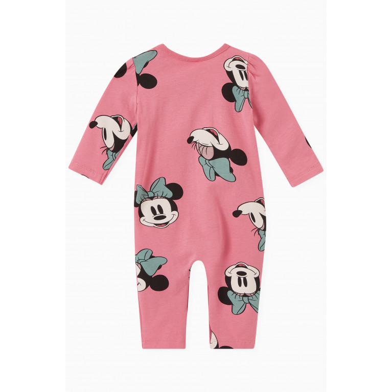 Name It - Minnie Mouse Print Romper in Organic Cotton Pink