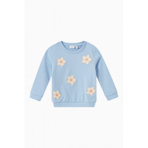 Name It - Floral Sweatshirt in Organic Cotton Blue